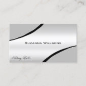 銀スタイリッシュ灰色の曲線のデコールラインきらめく 名刺 (正面)
