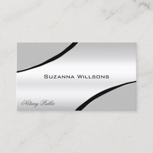 銀スタイリッシュ灰色の曲線のデコールラインきらめく 名刺 (正面)