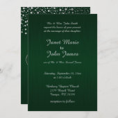 銀スタイリッシュ点 | ダークグリーン 招待状 (正面/裏面)