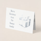 銀スタイリッシュ箔ファミパーソナライズされたリアクリスマス 箔カード (正面)