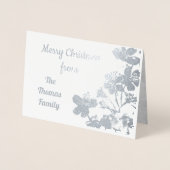 銀スタイリッシュ箔ファミパーソナライズされたリアクリスマス 箔カード (正面)