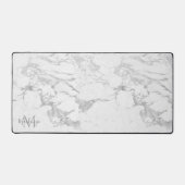 銀スタイリッシュ箔大理石モノグラム デスクマット (正面)