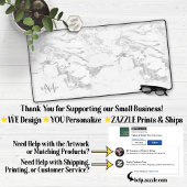 銀スタイリッシュ箔大理石モノグラム デスクマット