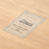 銀スタイリッシュ紙吹雪第60ダイヤモンド結婚ズ アクリル招待状 (レイダウン)