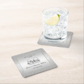 銀スタイリッシュ紙吹雪60結婚代 スクエアペーパーコースター (インサイチュ)