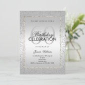 銀スタイリッシュ紙吹雪60誕生日 招待状 (スタンド正面)