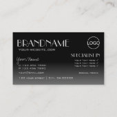 銀スタイリッシュ鏡文字ロゴ付きモダン 名刺 (裏面)