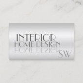 銀スタイリッシュ鏡文字一文字モダン付 名刺 (正面)