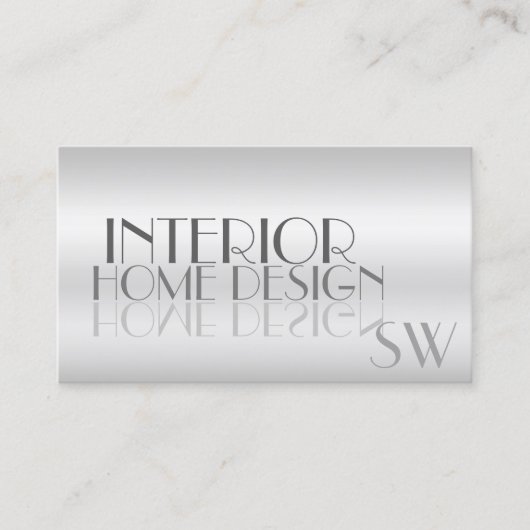銀スタイリッシュ鏡文字一文字モダン付 名刺 (正面)