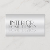 銀スタイリッシュ鏡文字写真付きモダン 名刺 (正面)