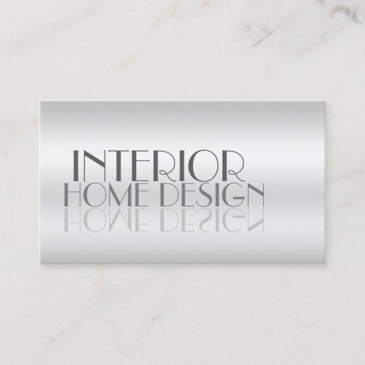 銀スタイリッシュ鏡文字写真付きモダン 名刺 (正面)