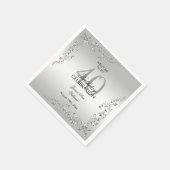 銀スタイリッシュ飾40歳の誕生日パーティー スタンダードカクテルナプキン (角)