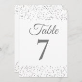 銀スターダスト紙吹雪テーブル番号 招待状 (正面/裏面)