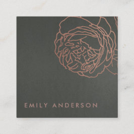 銀スチーフェイクルグレー赤面ピンクローズ金ゴールドフローラ スクエア名刺