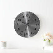銀ステンレス鋼メタルルック ラージ壁時計 (ホーム)