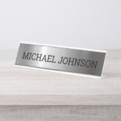 銀ステンレス鋼メタル デスクネームプレート (正面)