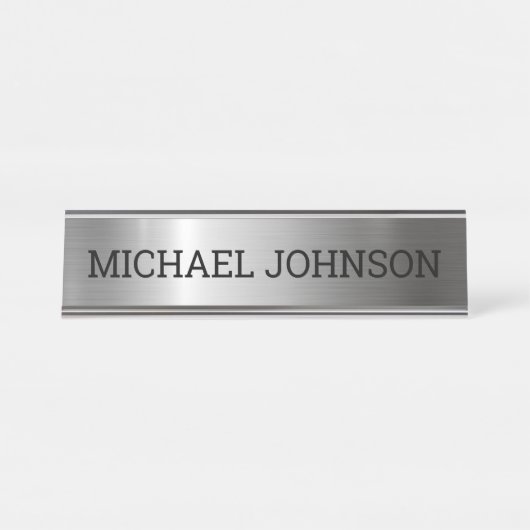 銀ステンレス鋼メタル デスクネームプレート (正面)