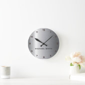 銀ステンレス鋼メタル ラウンド壁時計 (ホーム)