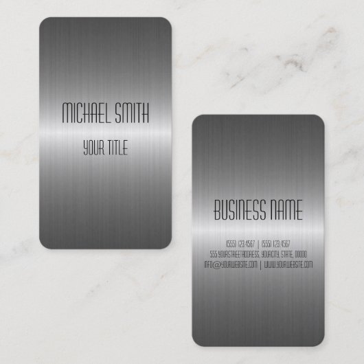 銀ステンレス鋼メタル 名刺 (正面/裏面)