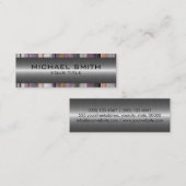 銀ステンレス鋼モダン木外観 スキニー名刺 (正面/裏面)