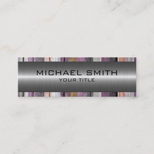 銀ステンレス鋼モダン木外観 スキニー名刺 (正面)