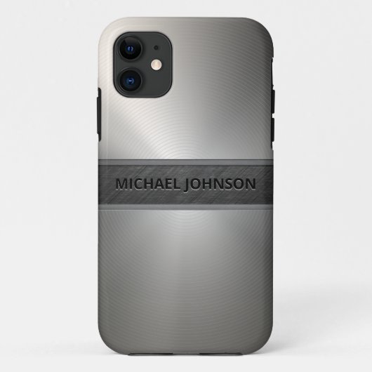 銀ステンレス鋼モダン金属 Case-Mate iPhoneケース (裏面)