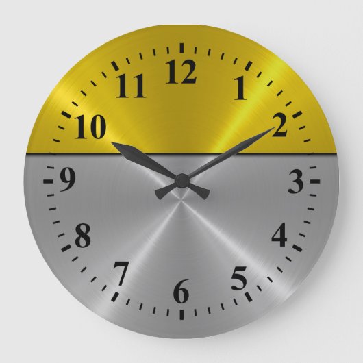 銀ステンレス鋼ルックデコ6 ラージ壁時計 (正面)