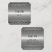 銀ステンレス鋼金属 スクエア名刺 (正面/裏面)