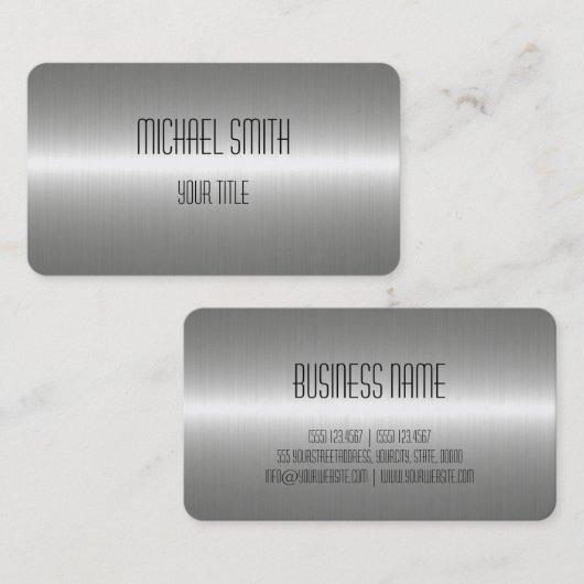 銀ステンレス鋼金属 名刺 (正面/裏面)