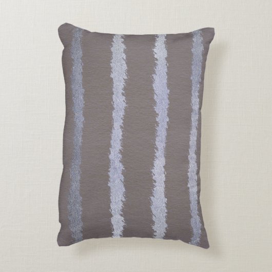 銀ストライプの色の灰色のトープ金属性の紫色 アクセントクッション (裏面(縦))