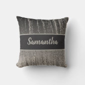 銀ストリーク金ストライプ属モダンエレガント クッション (正面)