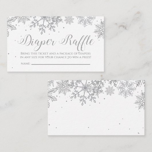 銀スノーフレークおむつラッフル エンクロージャーカード (正面/裏面)