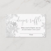 銀スノーフレーク男女兼用ベビーおむつラッフル エンクロージャーカード (正面)