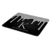 銀スパークルエレガントグリッタードリップスモノグラム カッティングボード (角)