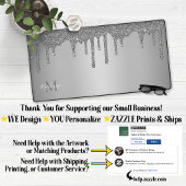 銀スパークルガーリーグリッタードリップスモノグラム デスクマット