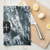 銀スパークルス凍っていアイバブルMonogram キッチンタオル (四つ折り)