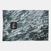 銀スパークルス凍っていアイバブルMonogram キッチンタオル (横)