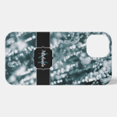 銀スパークルス凍っていアイバブルMonogram iPhoneケース (裏面横)