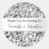 銀スパークルフェイク箔アルミニウム釉メタリック ラウンドシール (正面)