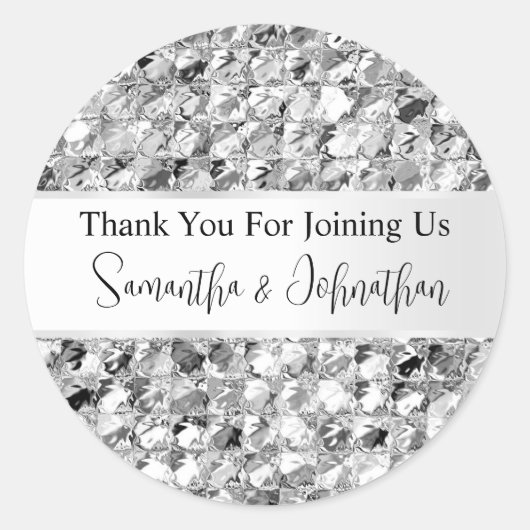 銀スパークルフェイク箔アルミニウム釉メタリック ラウンドシール (正面)