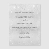 銀スパークルモダン結婚式招待状磁石 (正面)