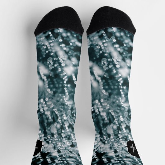 銀スパークル凍っていアイスバブル抽象芸術モノグラム ソックス (上部)