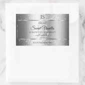 銀ソフトモダングリッターモノグラム製品ラベル 長方形シール (バッグ)