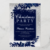 銀タイポグラフィ青葉雪のクリスマスエレガント 箔招待状 (正面)