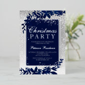 銀タイポグラフィ青葉雪のクリスマスエレガント 箔招待状 (立ち正面)