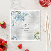 銀ダスティブルーピーニー結婚の6インチランチョン スタンダードランチョンナプキン (インサイチュ)