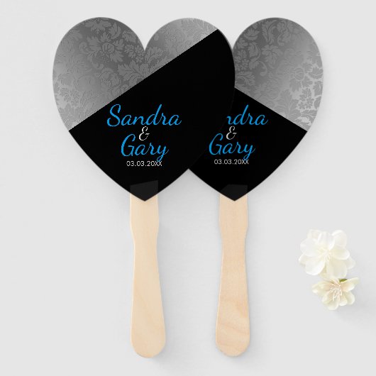 銀ダマスク模様 ハンドファン (正面&裏面)