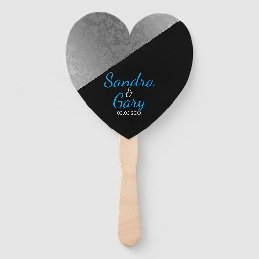 銀ダマスク模様 ハンドファン (正面)