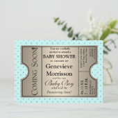 銀チケットスタイル新生児シャワーパーティー招待状 招待状 (スタンド正面)