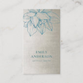 銀ティール(緑がかった色)ブルーロータスシンプル霊気スピリチュアルヒール 名刺 (正面)